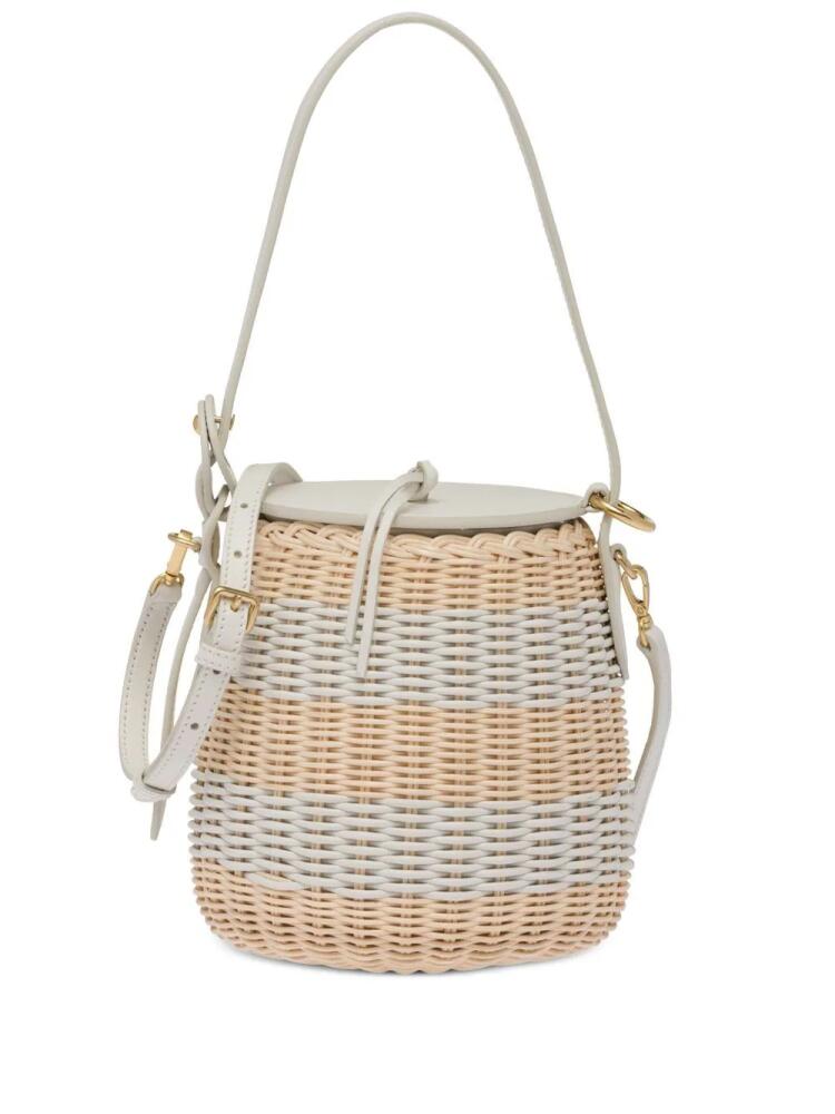 Miu Miu striped woven-wicker bucket bag - White Cover