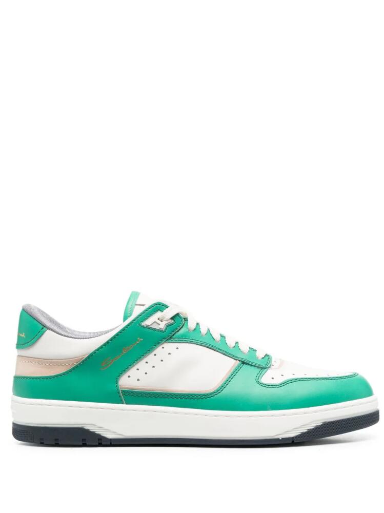 Santoni logo-print low-top sneakers - Green Cover