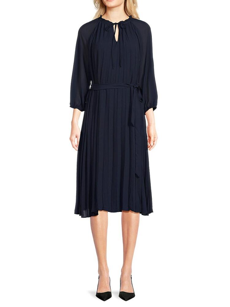 NANETTE nanette lepore Women's Tie Neck Belted Midi Dress - Nanet Navy Cover