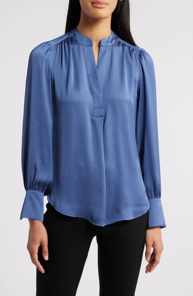 Anne Klein Pleated Long Sleeve Shirt in Midnight Dusk Cover