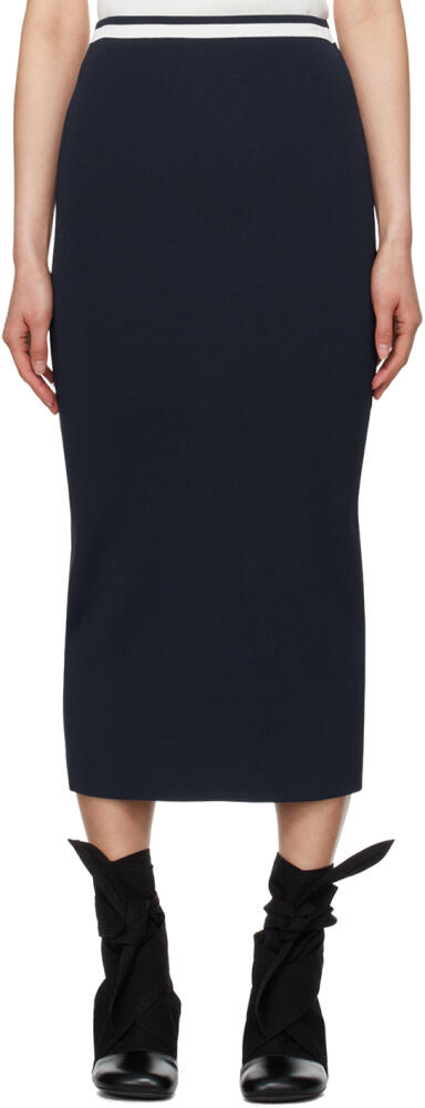 Staud Navy & White Karina Midi Skirt Cover