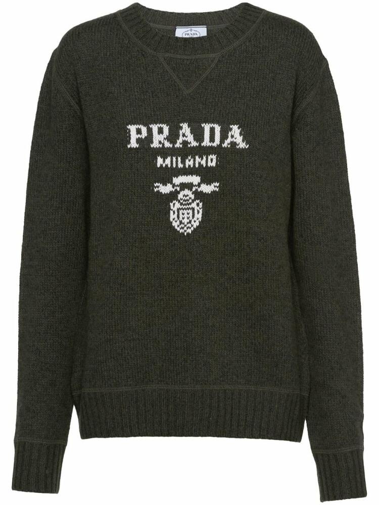 Prada logo-intarsia cashmere-wool jumper - Green Cover