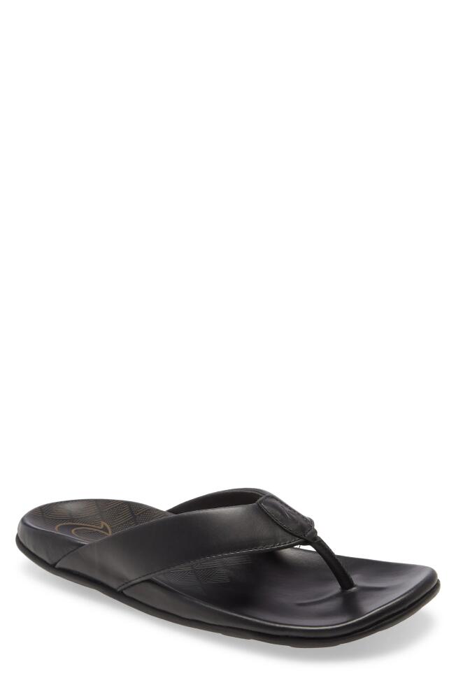 OluKai 'Auinala Flip Flop in Black/Black Cover