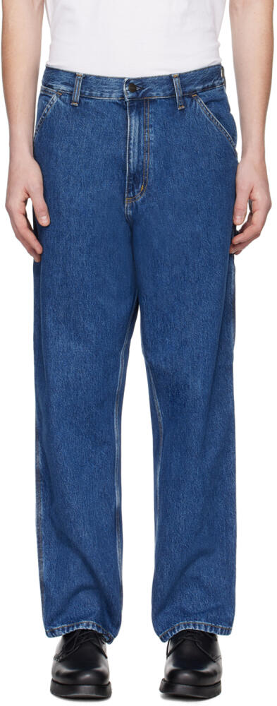 Carhartt Work In Progress Blue Single Knee Jeans Cover