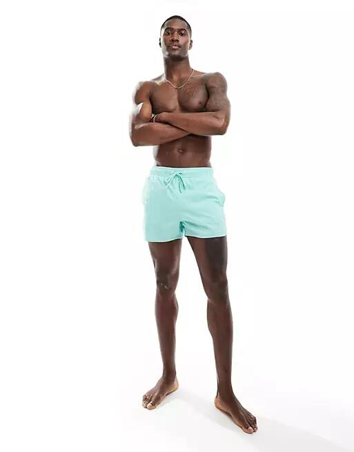 Bershka basic swim short in turquoise-Blue Cover