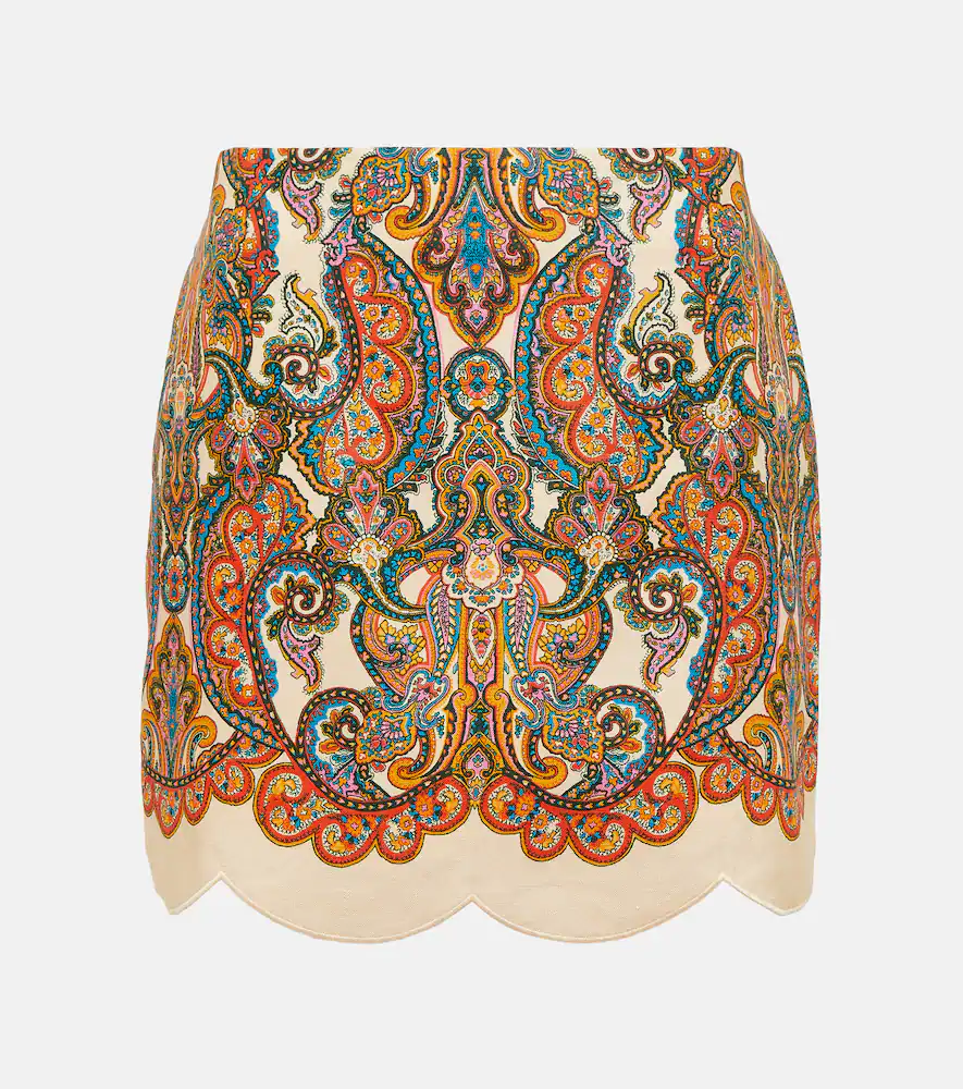 Zimmermann Ottie scalloped paisley linen miniskirt Cover