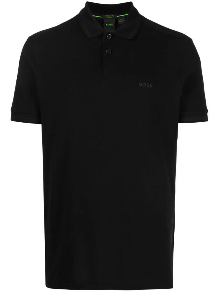 BOSS logo-embroidered cotton polo shirt - Black Cover