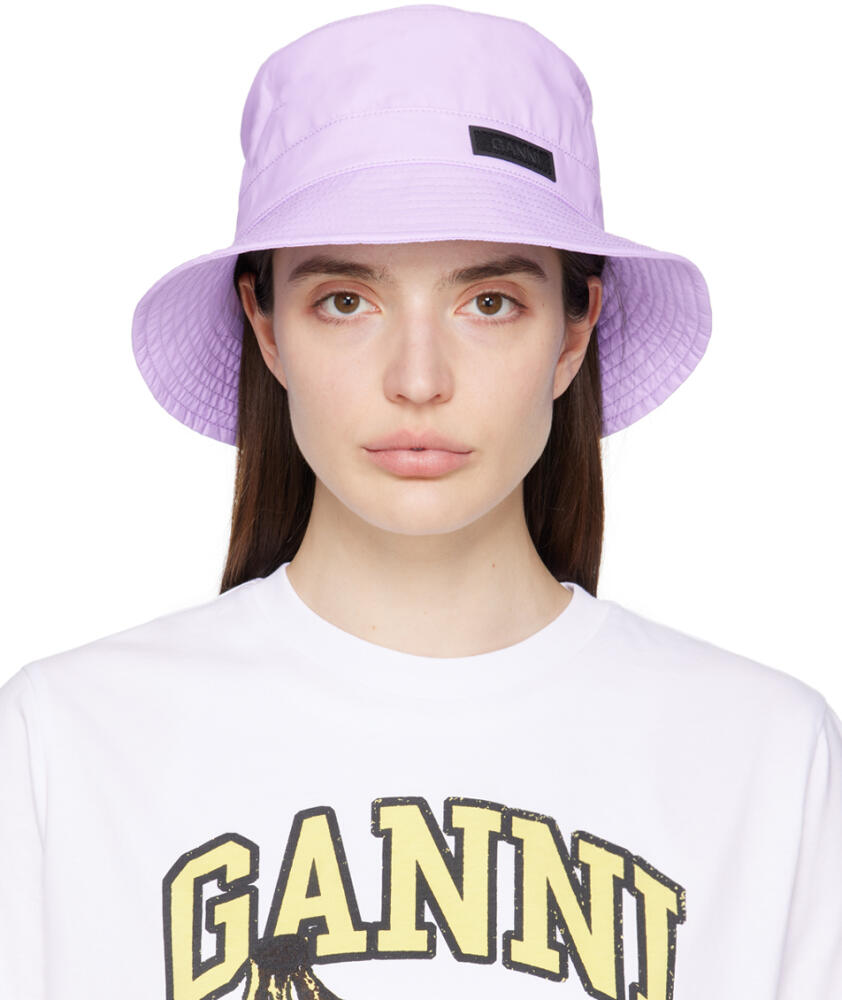 GANNI Purple Recycled Tech Bucket Hat Cover