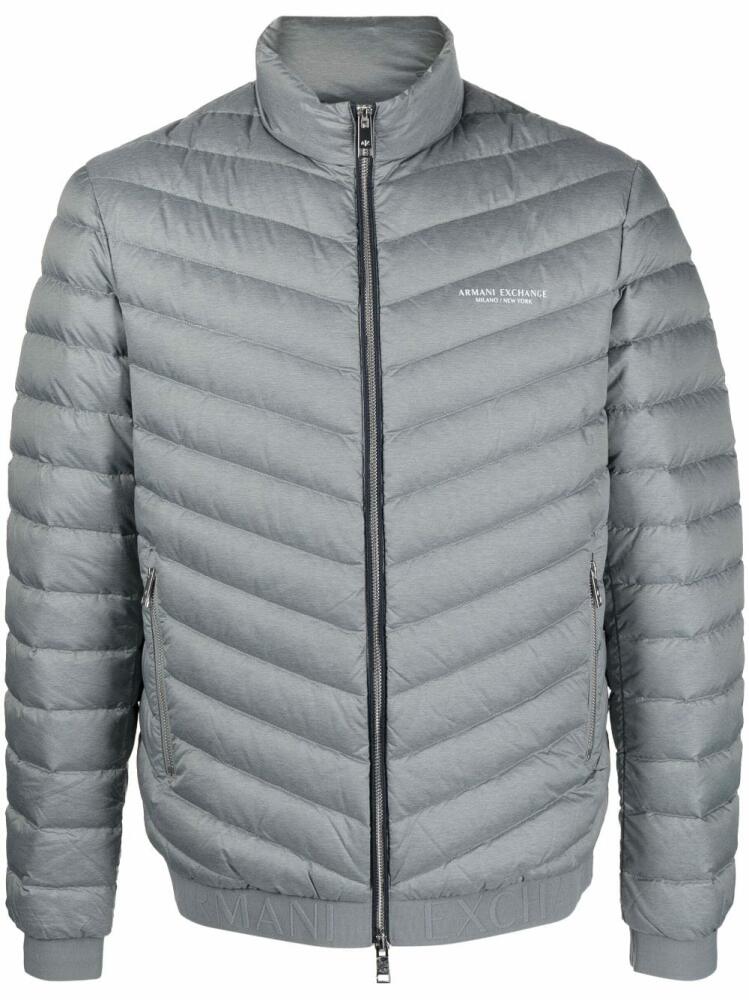 Armani Exchange logo-print puffer jacket - Grey Cover