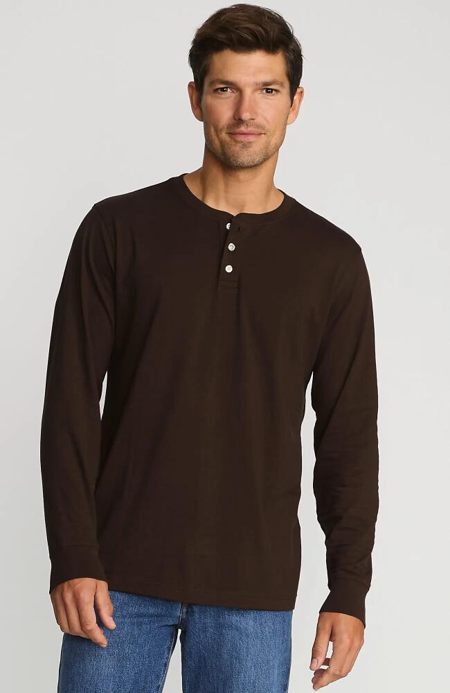 Lands' End Super-T Long Sleeve Henley Shirt in Rich Coffee Cover