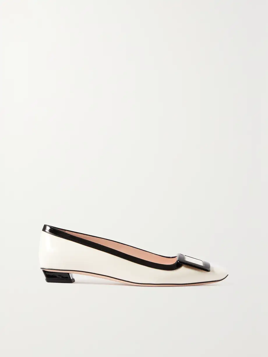 Roger Vivier - Belle Vivier Two-tone Patent-leather Ballet Flats - Cream Cover