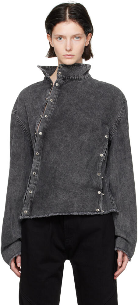 Jade Cropper Black Asymmetric Denim Jacket Cover