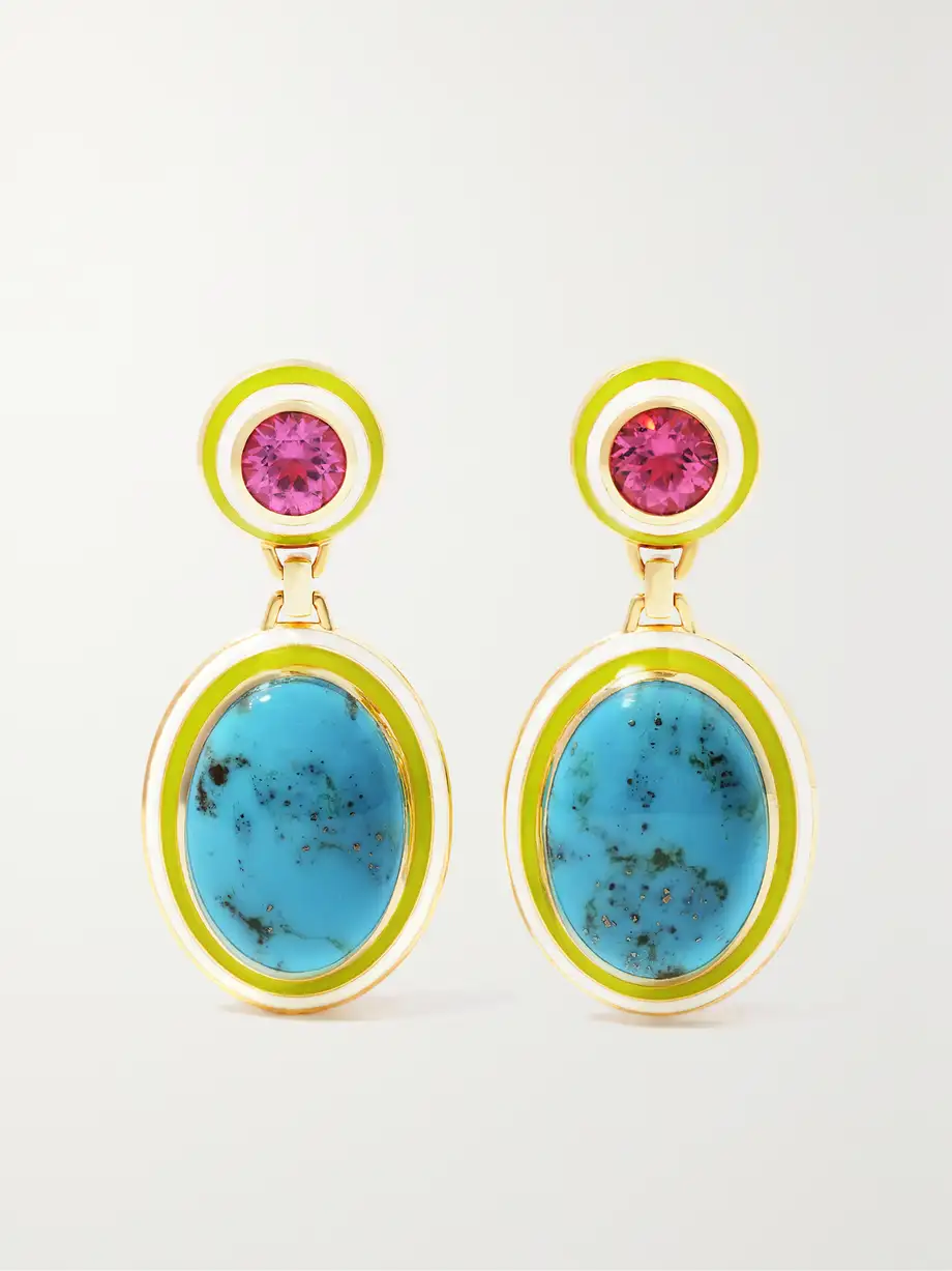 Emily P. Wheeler - Bernadette Janice 18-karat Gold Enamel And Multi-stone Earrings - Blue Cover