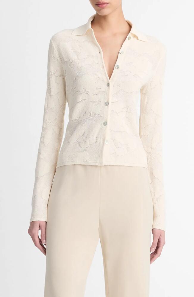 Vince Floral Jacquard Button-Up Shirt in Ivory Cover