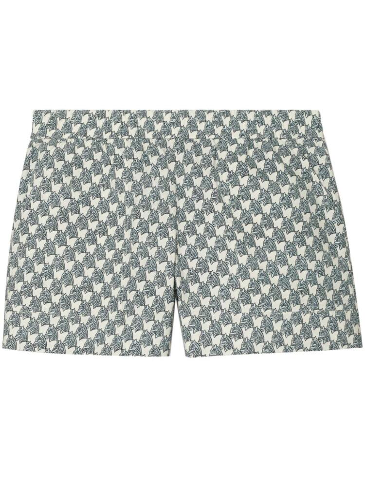 Tory Burch zebra-print poplin shorts - Blue Cover