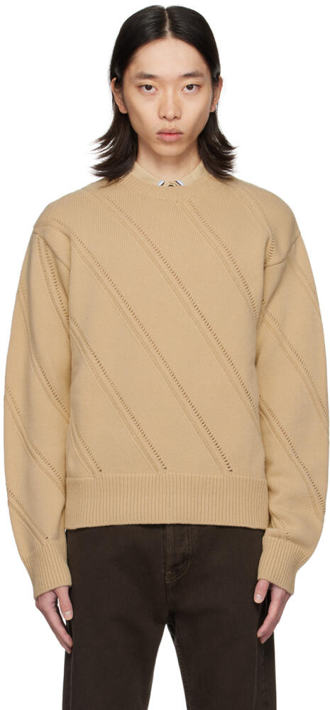 Ferragamo Beige Virgin Wool Sweater Cover