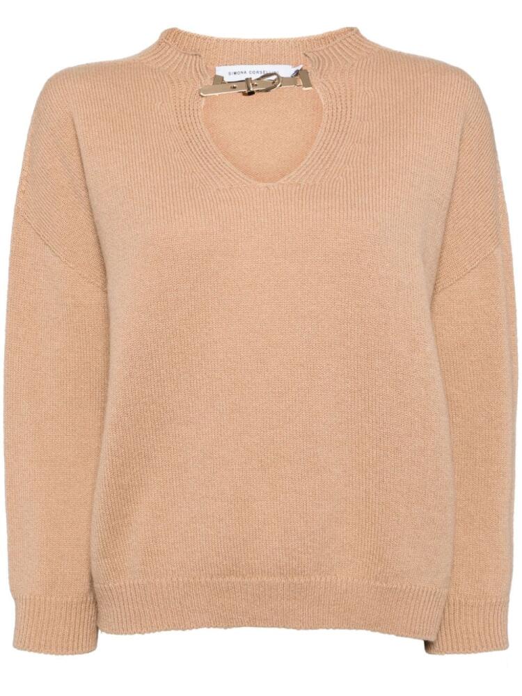 SIMONA CORSELLINI buckled V-neck jumper - Brown Cover