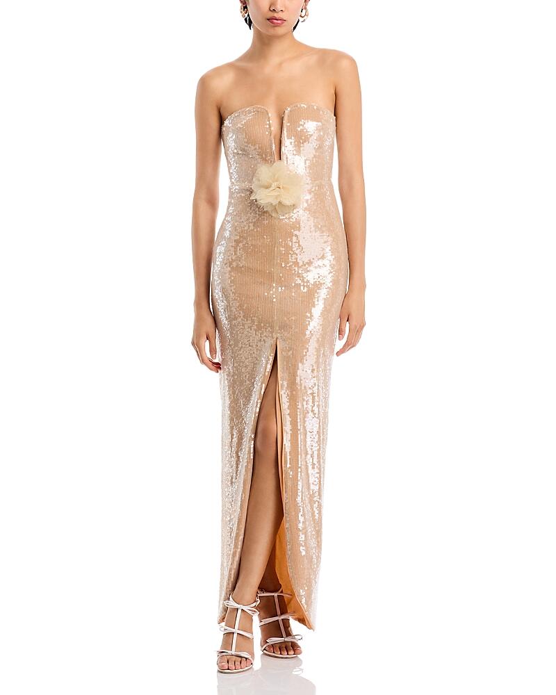 Self-Portrait Strapless Sequin Gown Cover