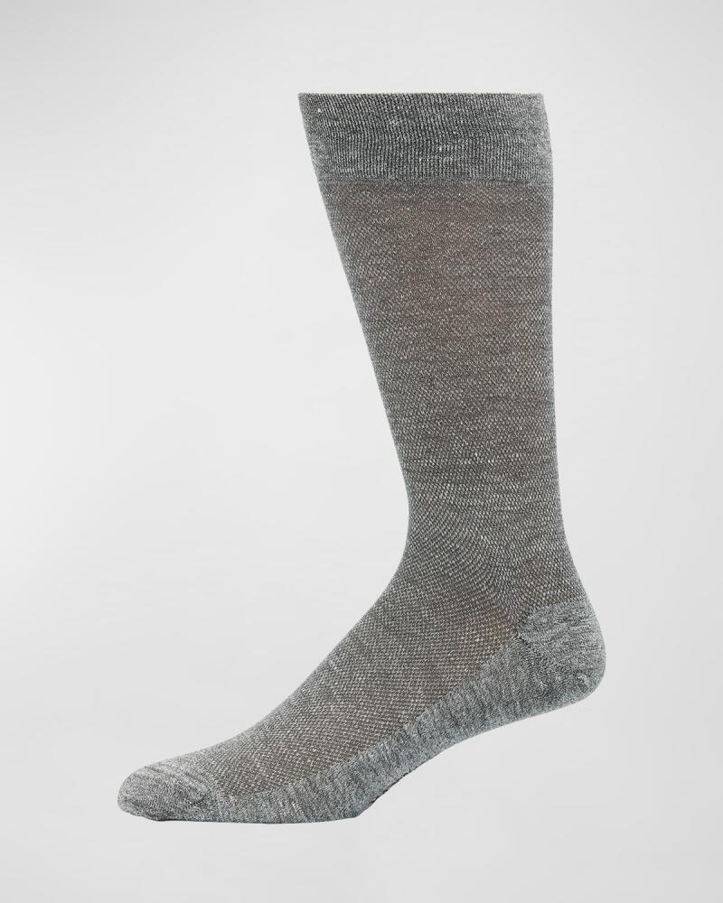 Marcoliani Men's Linen-Cotton Pique Mid-Calf Socks Cover