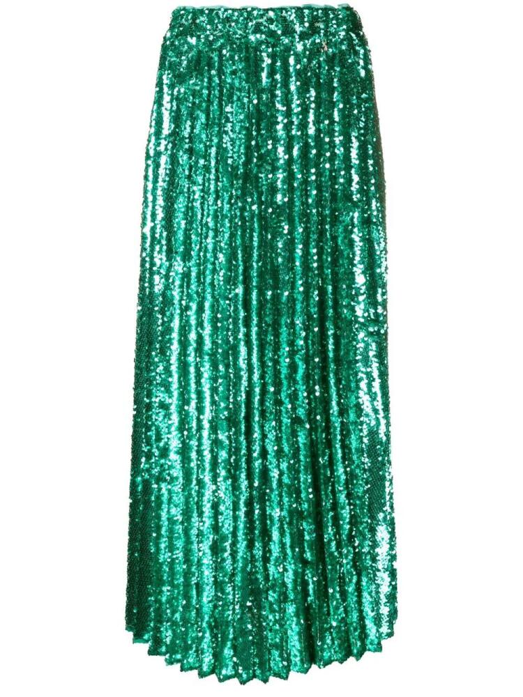 Patrizia Pepe Sequin-embellished plissé skirt - Green Cover