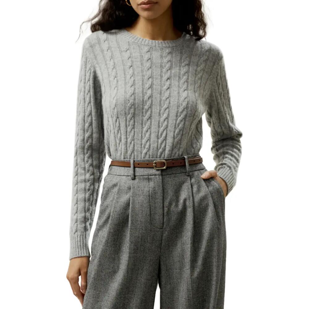 Lilysilk Classic Cable Knit Sweater with Ribbed Edges in Grey Cover