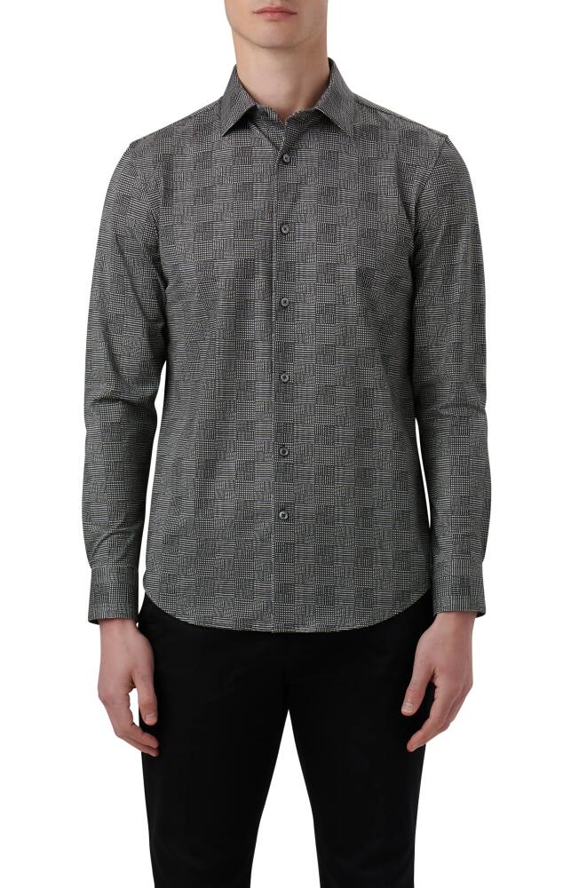 Bugatchi James OoohCotton Dupplin Check Button-Up Shirt in Black Cover