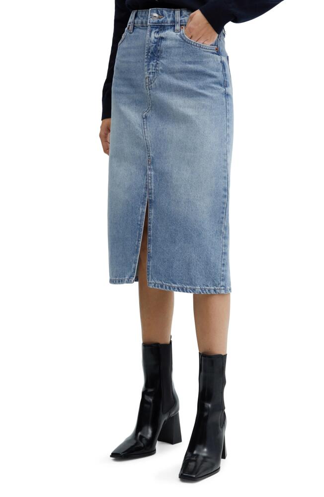 MANGO Denim Midi Skirt in Medium Blue Cover