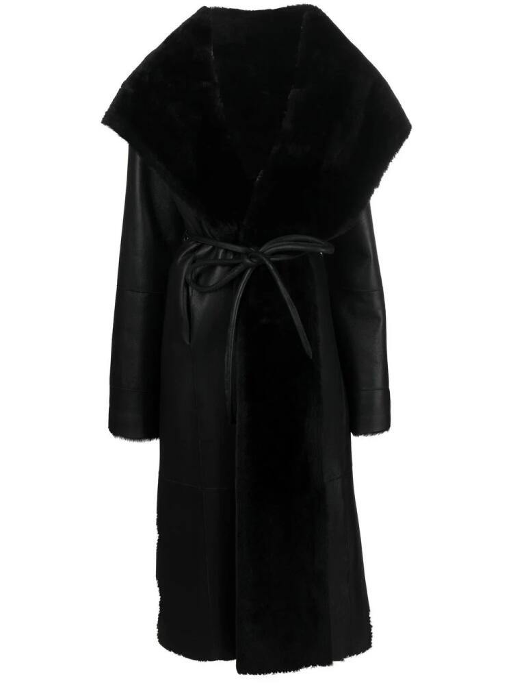 Liska tie-front sheepskin coat - Black Cover