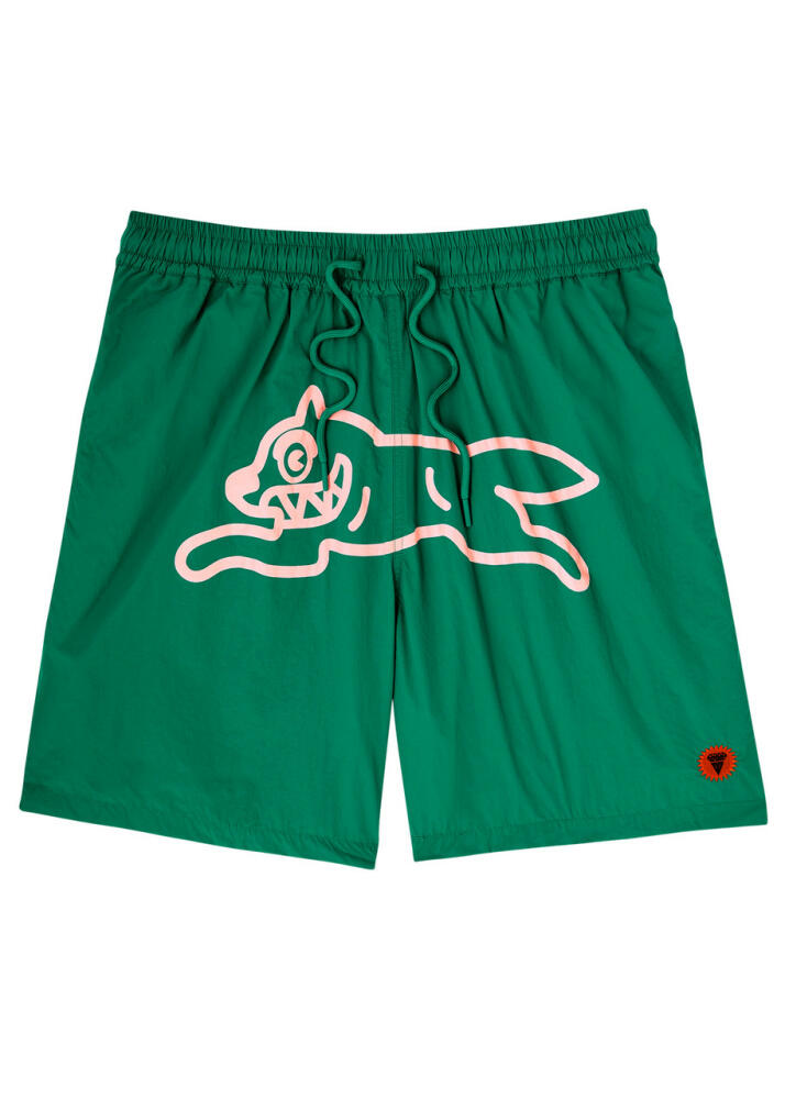 Ice Cream Running Dog Printed Nylon Swim Shorts - Green Cover