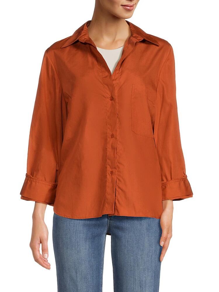 TWP Women's Solid High Low Shirt - Sienna Cover