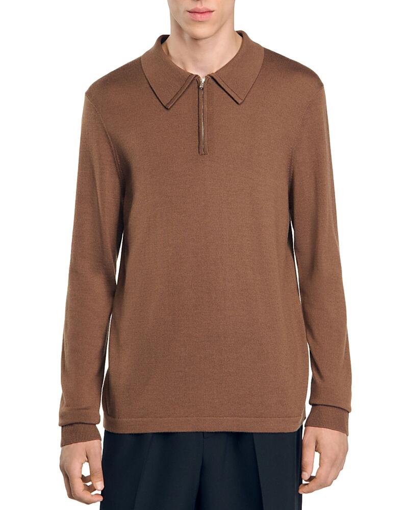 Sandro Wool-Blend Zip Polo Sweater Cover