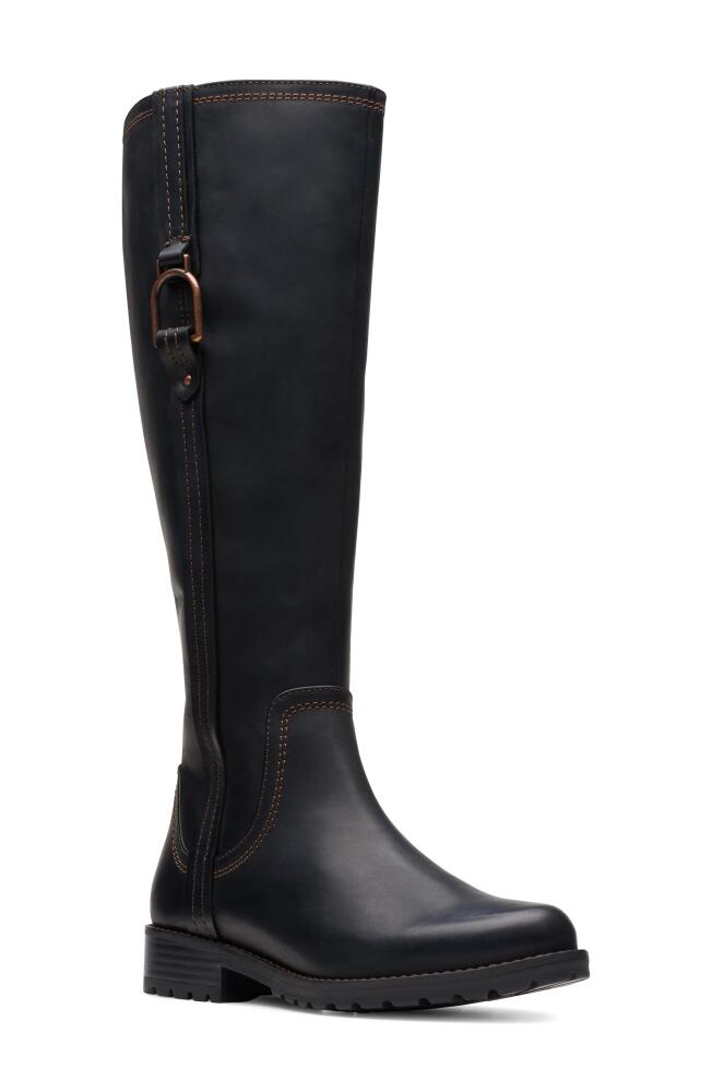 Clarks(r) Aspra Knee High Boot in Black Leather Cover