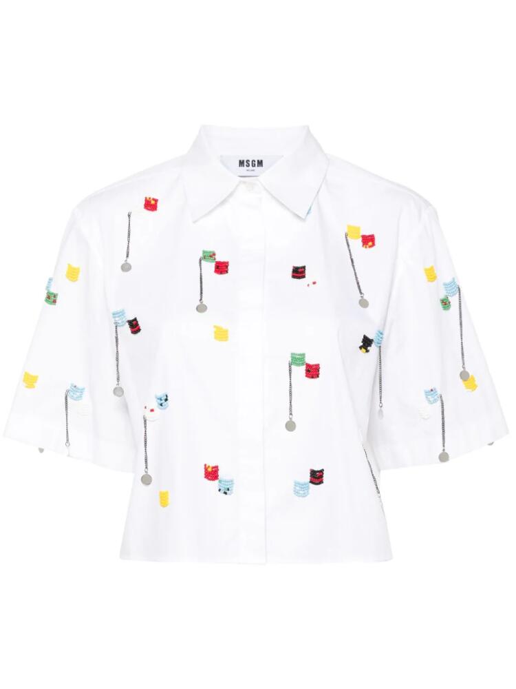 MSGM bead-embellished cotton shirt - White Cover