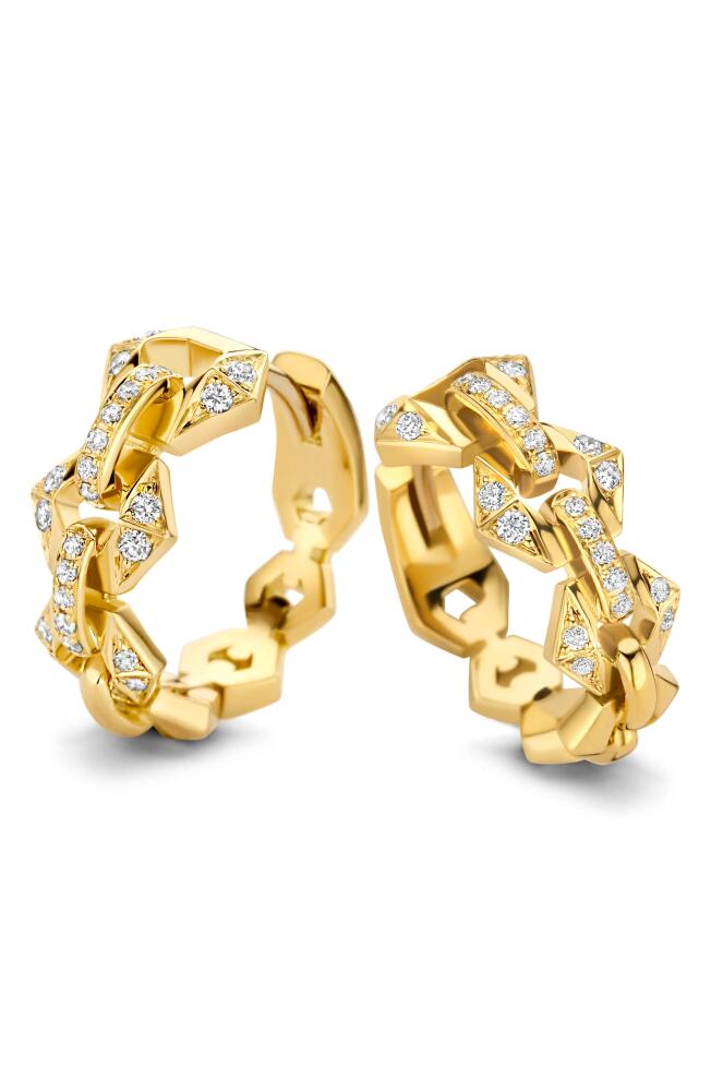 DRIES CRIEL Flowe Pavé Diamond Hoop Earrings in Yellow Gold Cover