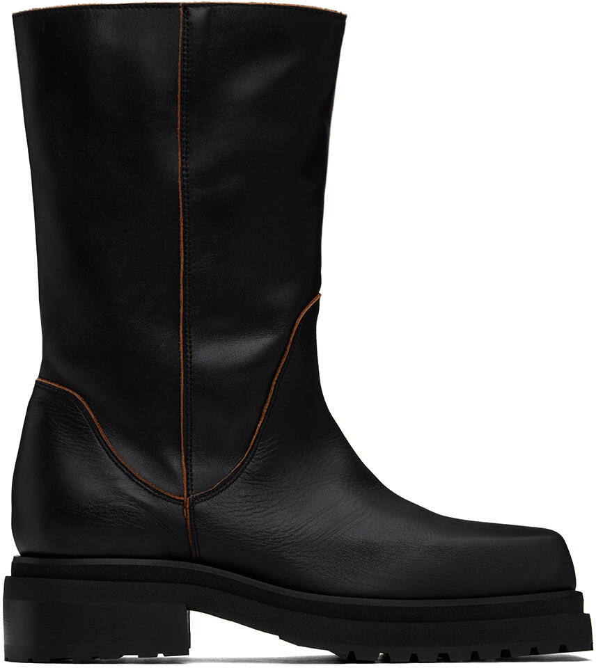 Eckhaus Latta Black Stacked Boots Cover