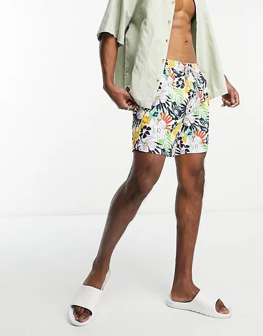 Threadbare brava swim shorts in bright floral-White Cover