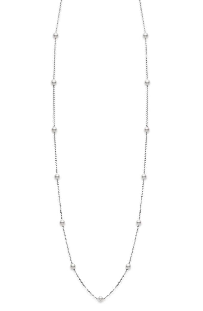 Mikimoto Akoya Pearl Station Necklace in White Gold Cover