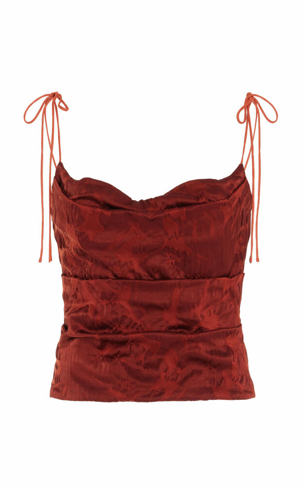 Rosie Assoulin - Satin Jacquard Cami Top - Brown Cover