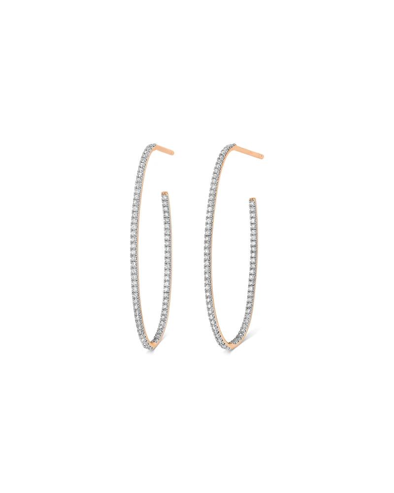 GINETTE NY 18k Rose Gold White Diamond Large Eclipse Hoop Earrings Cover