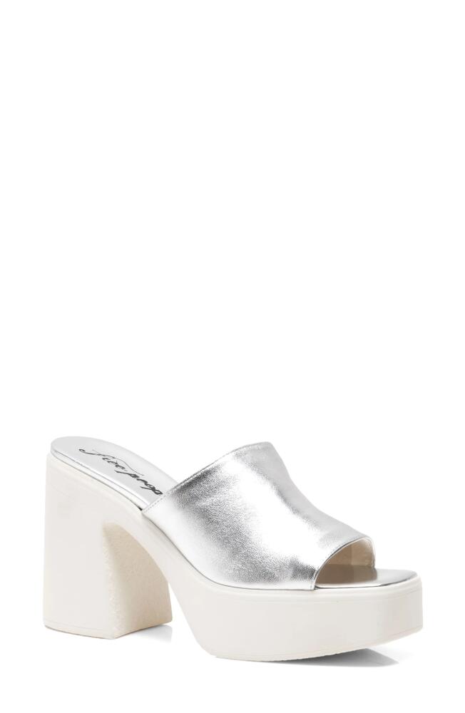 Free People Zoe Platform Slide Sandal in Silver Metallic Cover