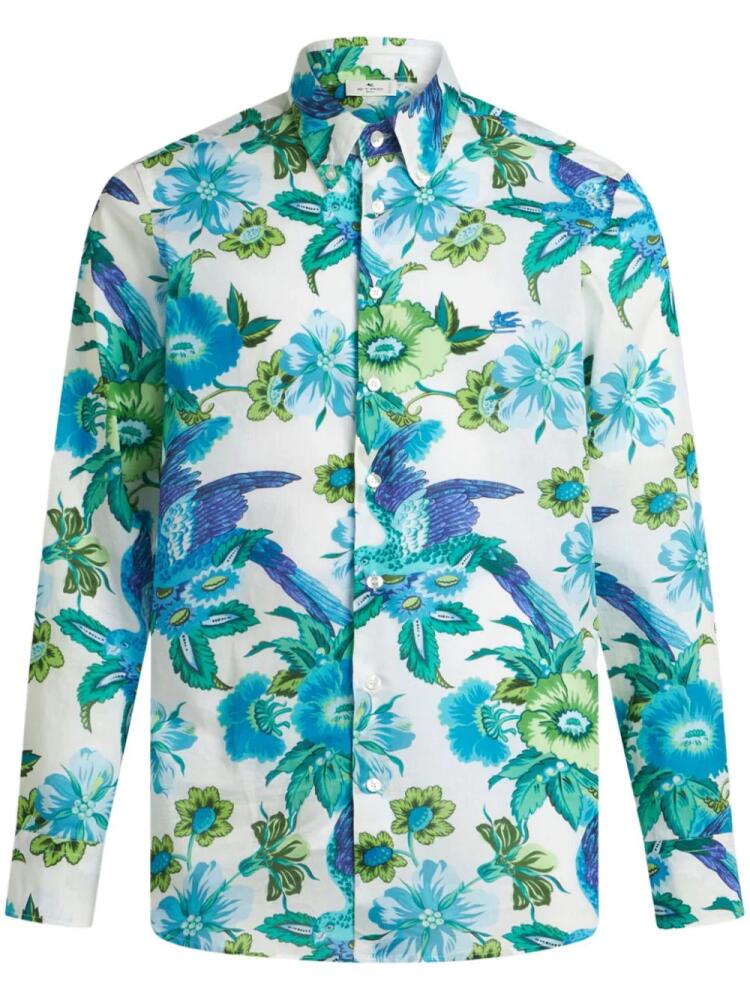 ETRO Tropical floral-print cotton shirt - Blue Cover