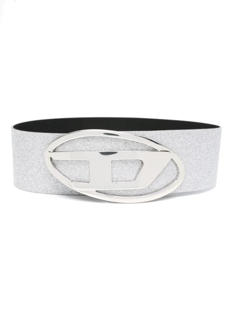 Diesel B-1dr 80 glitter-embellished wide belt - Silver Cover