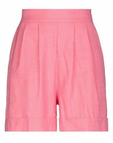 Hebe Studio Woman Shorts & Bermuda Shorts Pink Linen, Viscose, Elastane Cover