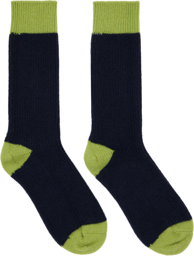 Guest in Residence Navy & Green 'The Soft' Socks Cover