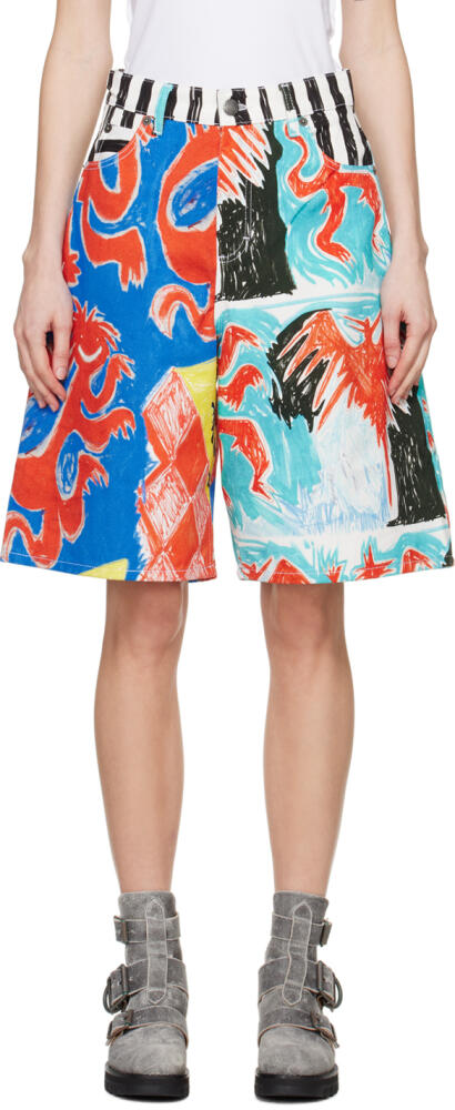 Charles Jeffrey LOVERBOY Multicolor Graphic Denim Shorts Cover