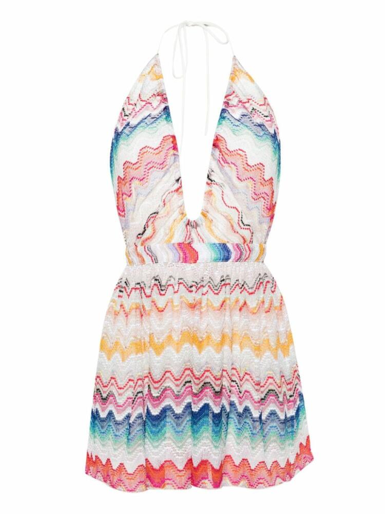 Missoni zigzag-woven open-back playsuit - White Cover