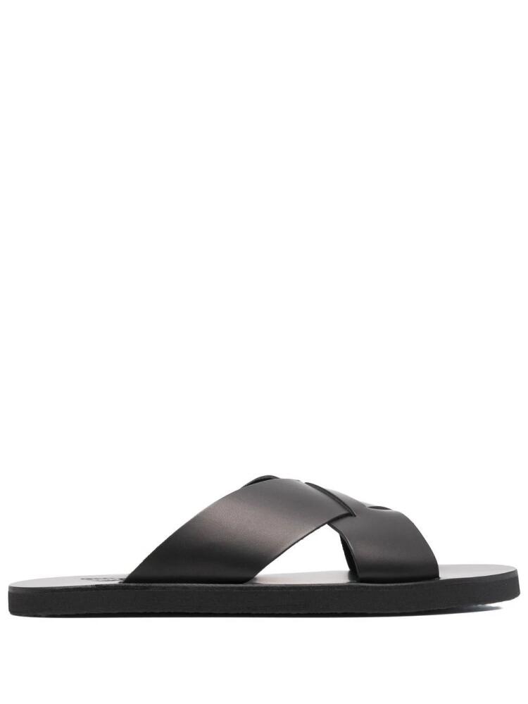 Ancient Greek Sandals Bios cross-strap leather slides - Black Cover