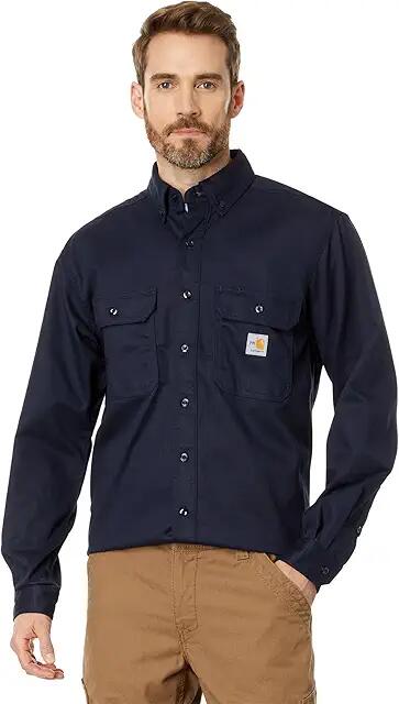 Carhartt Flame-Resistant (FR) Classic Twill Shirt (Dark Navy) Men's Short Sleeve Button Up Cover