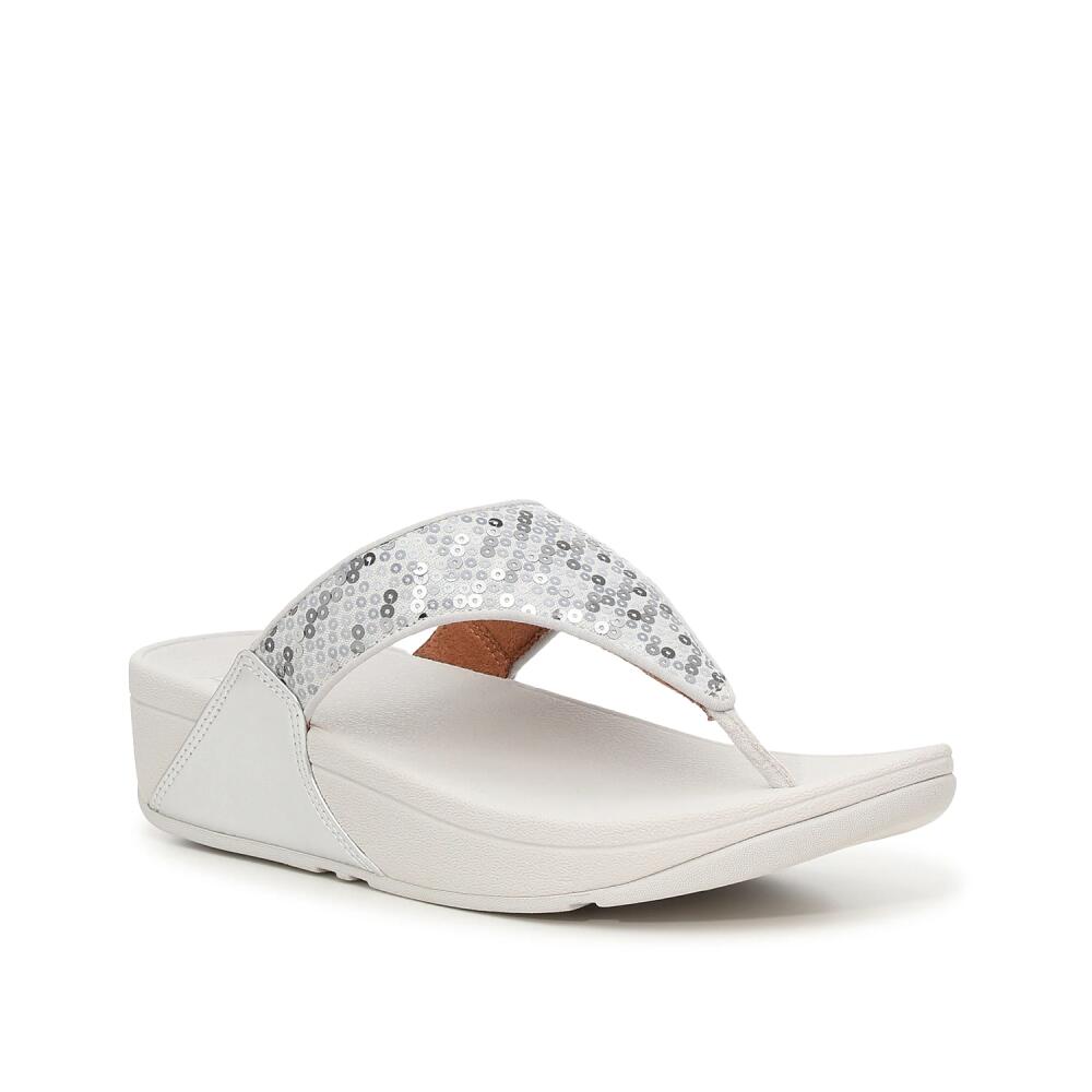 FitFlop Lulu Glitzy Wedge Sandal | Women's | Silver Metallic Cover