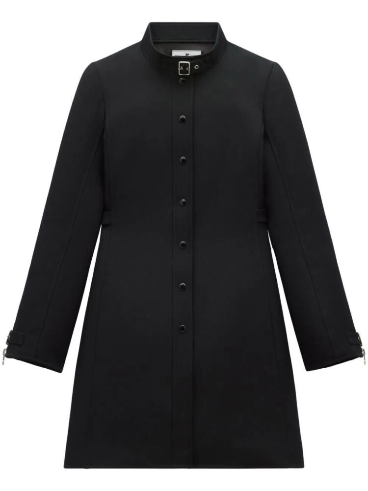 Courrèges buckle-strap twill coat - Black Cover